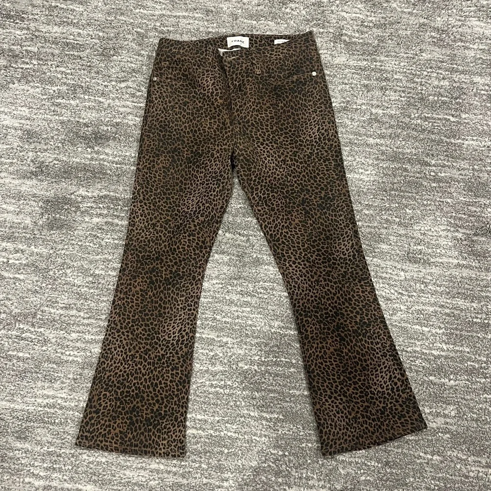 FRAME Le Crop Mini Boot Leopard Jeans Size 29 - Picture 2 of 7